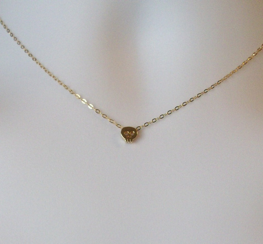 Tiny Gold Skull Necklace