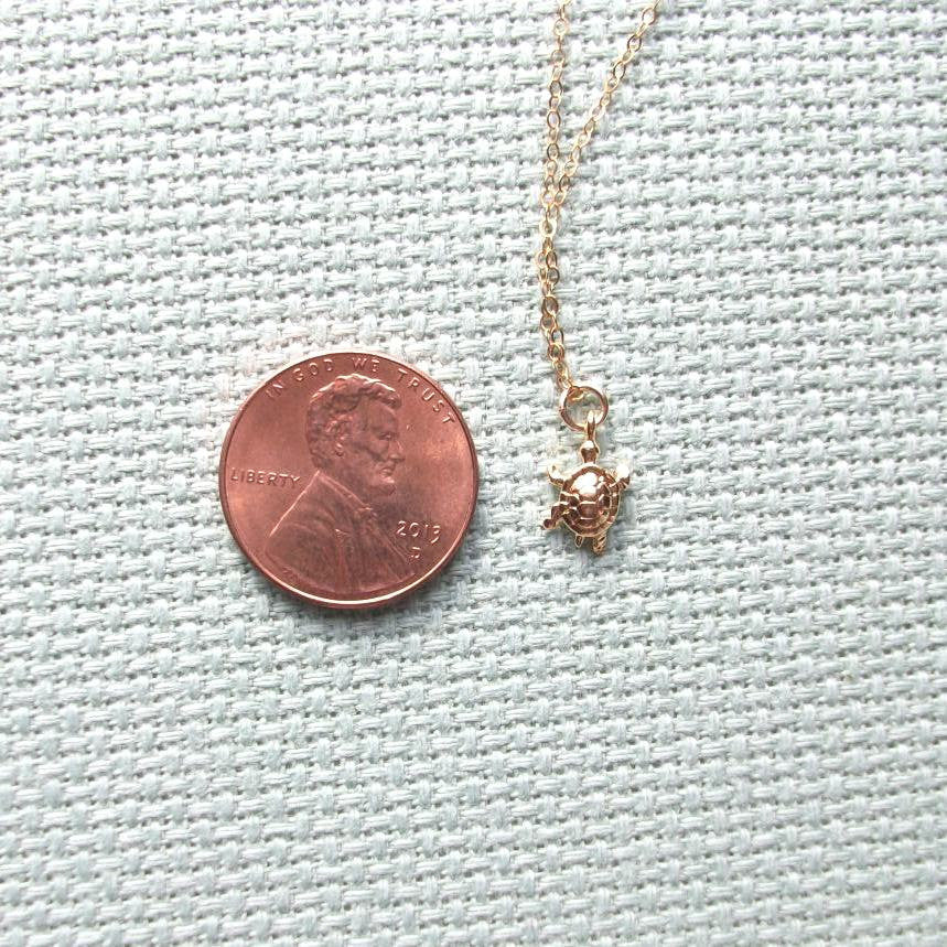 Tiny Gold Turtle Necklace