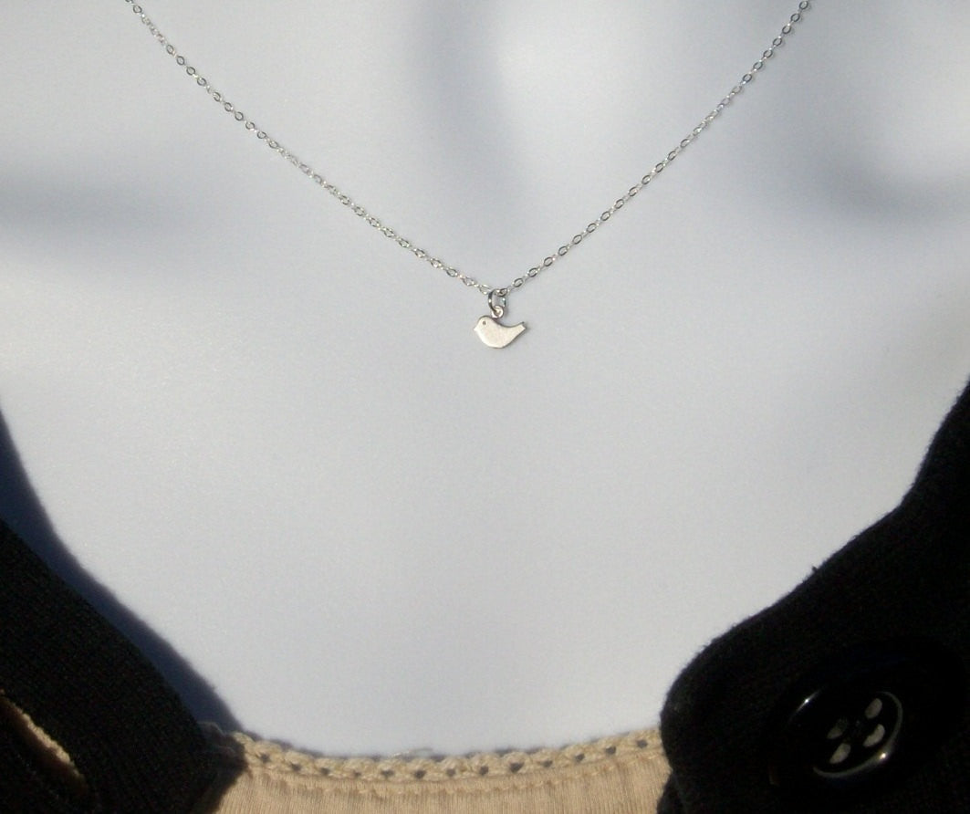 Tiny Silver Bird Necklace