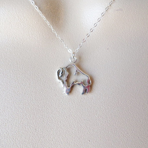 Sterling Silver Bison Necklace
