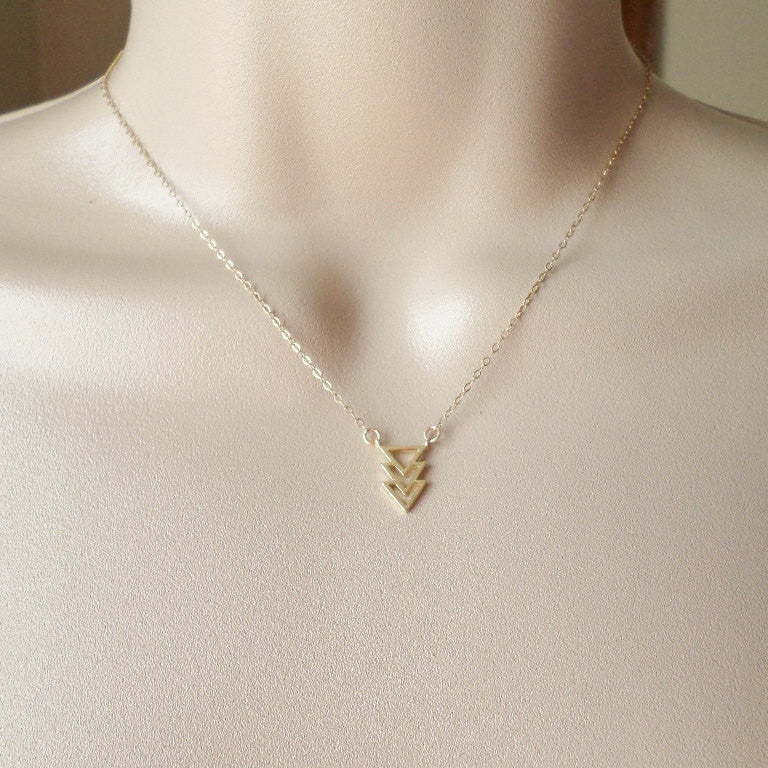 Gold Tiny Triangle Necklace