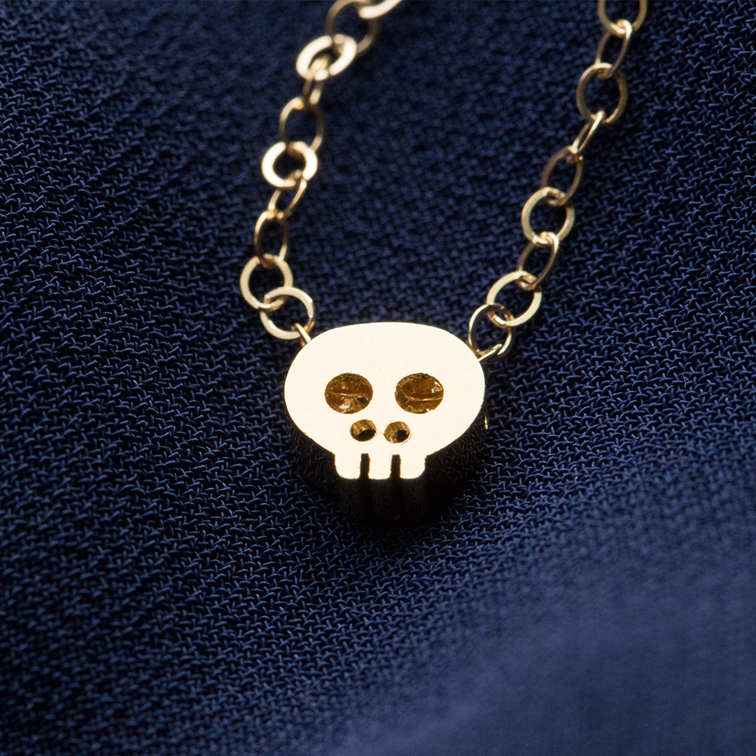 Tiny 2025 skull necklace
